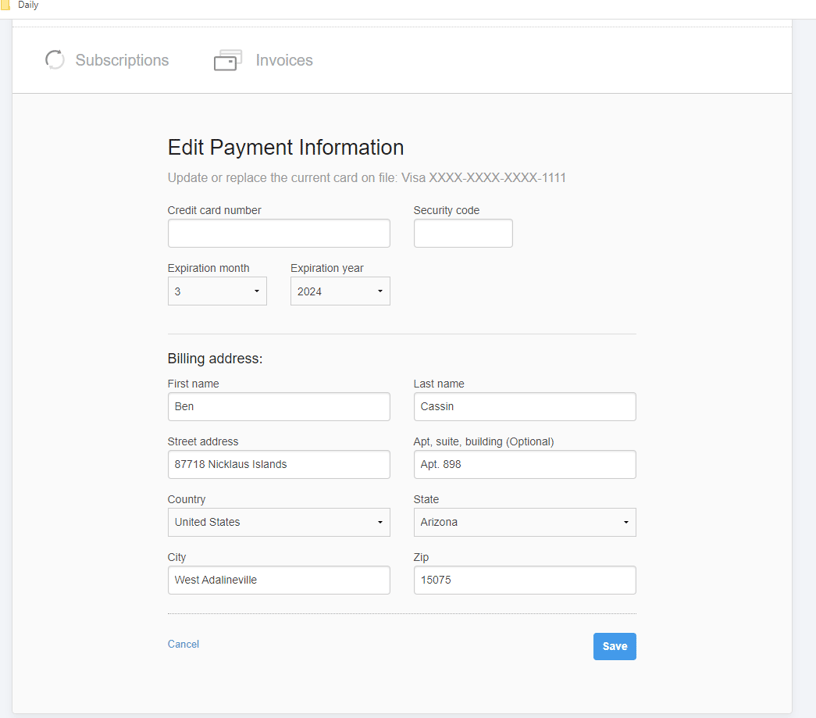 Razorsync Billing Portal
